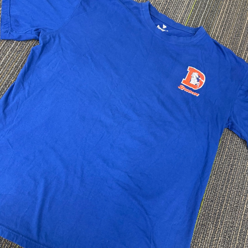 Fanatics Denver Broncos T-Shirt Mens 2XLT Blue Excellent Distressed Graphic Tee
